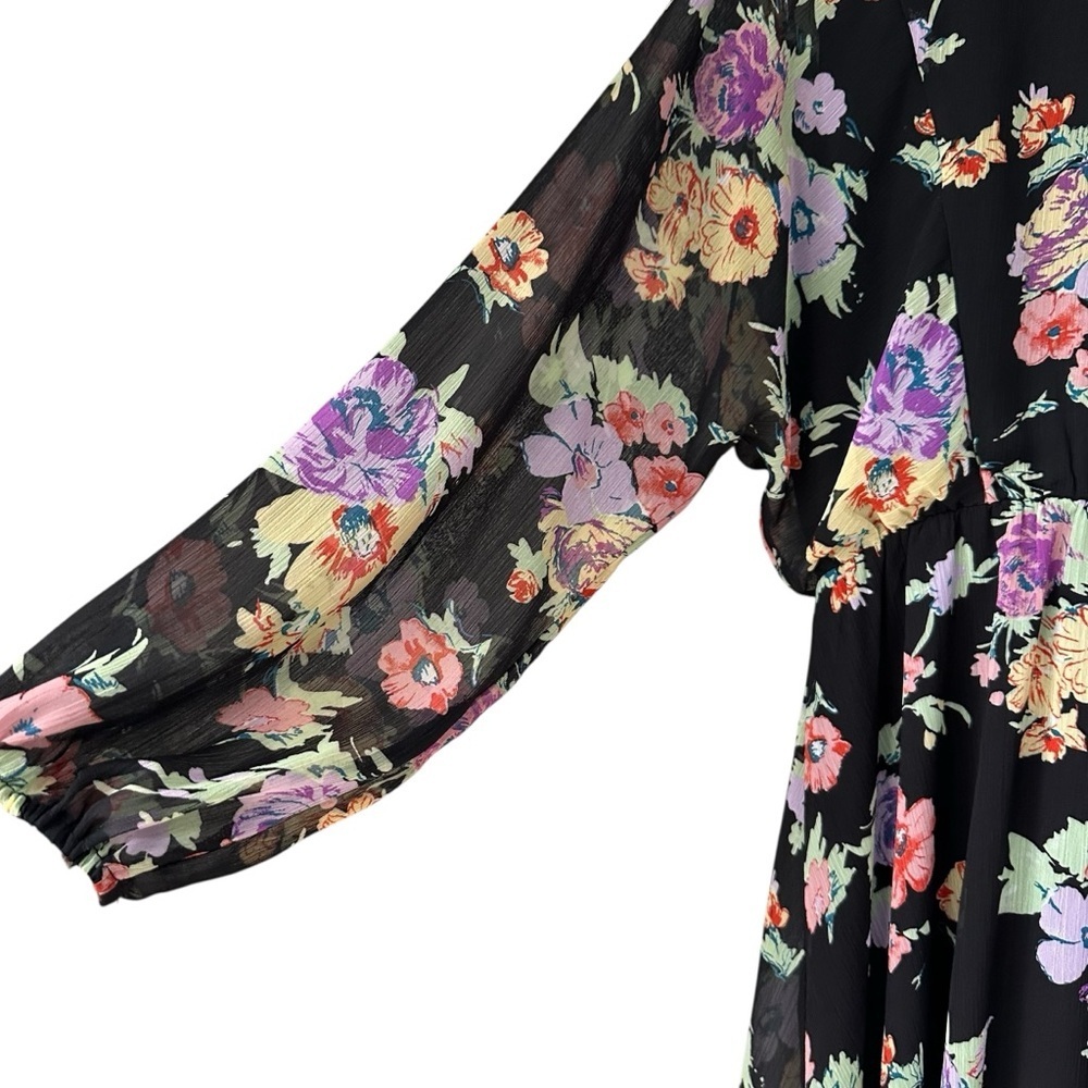 Wayf Floral Long Sleeve Dress in Black and Multicolor, XS - Picture 5 of 10